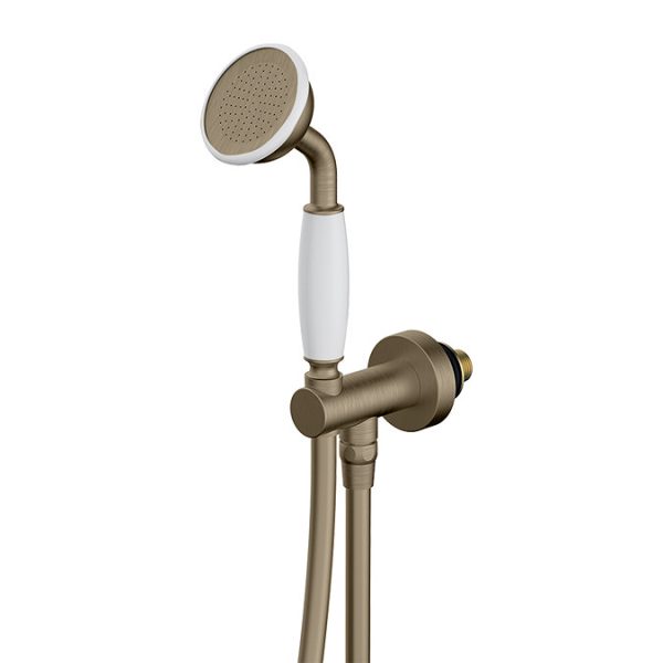 Trafalgar Antique Brass Shower with Concealed Valve, Ceiling Mounted 8" Head + Handset - Image 5