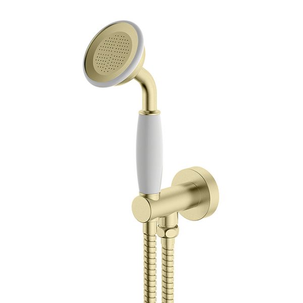 Trafalgar Brushed Brass Shower with Concealed Valve, Ceiling Mounted 8" Head + Handset - Image 5