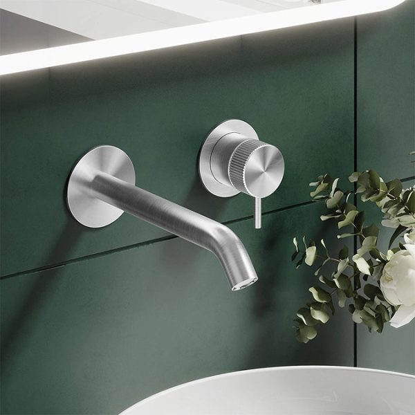 Crosswater 3ONE6 Stainless Steel Wall Mounted 2 Hole Set Basin Mixer - Image 3