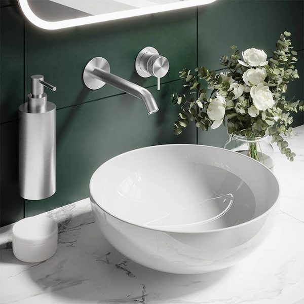 Crosswater 3ONE6 Stainless Steel Wall Mounted 2 Hole Set Basin Mixer - Image 2
