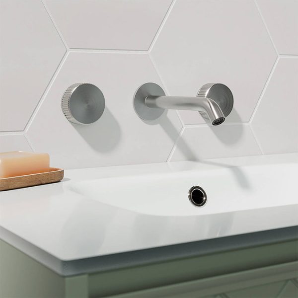 Crosswater 3ONE6 Stainless Steel Wall Mounted 3 Hole Set Basin Mixer - Image 2