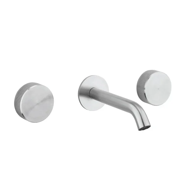 Crosswater 3ONE6 Stainless Steel Wall Mounted 3 Hole Set Basin Mixer