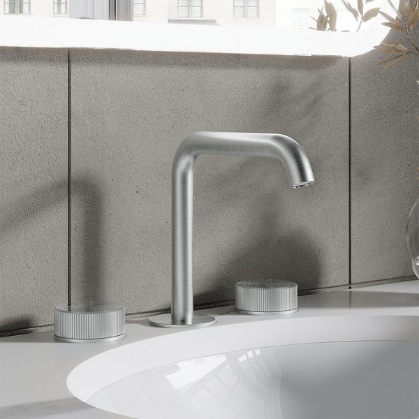 Crosswater 3ONE6 Stainless Steel Deck Mounted 3 Hole Set Basin Mixer - Image 3