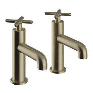 Heritage Salcombe Basin Pillar Taps   Brushed Brass