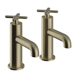 Heritage Salcombe Bath Pillar Taps   Brushed Brass