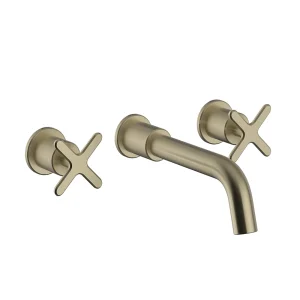 Heritage Salcombe 3 Taphole Wall Mounted Basin Mixer   Brushed Brass