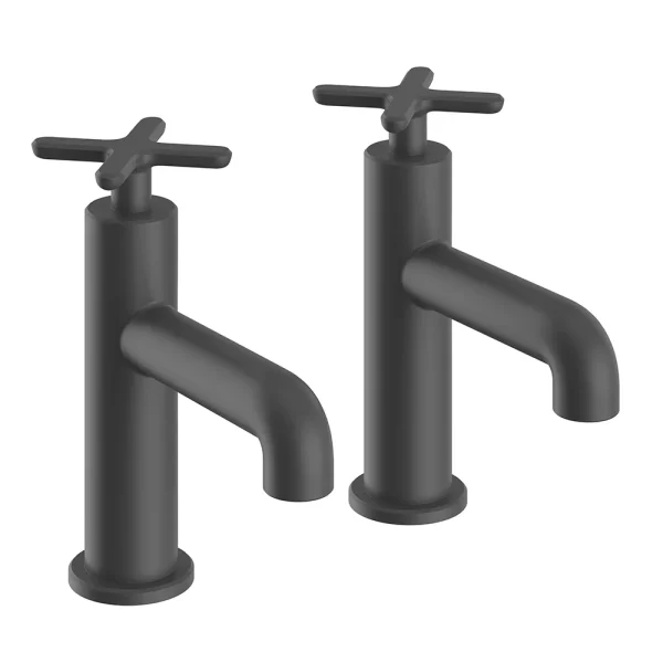 Heritage Salcombe Basin Pillar Taps   Matt Black