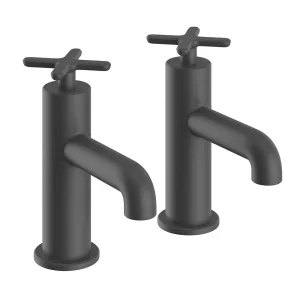 Heritage Salcombe Bath Pillar Taps   Matt Black