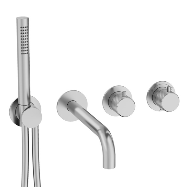 Crosswater Module 3ONE6 Stainless Steel 2 Outlet 2 Handle Shower Valve with Bath Spout & Handset