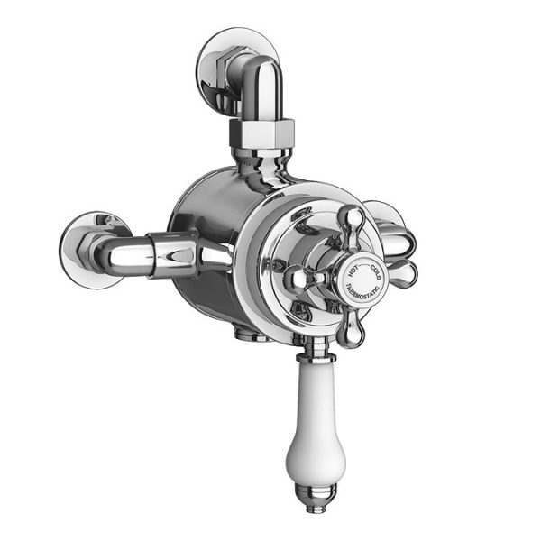 Trafalgar Dual Exposed Thermostatic Shower Pack (with Valve, Elbow + Fixed Shower Head) Chrome - Image 3