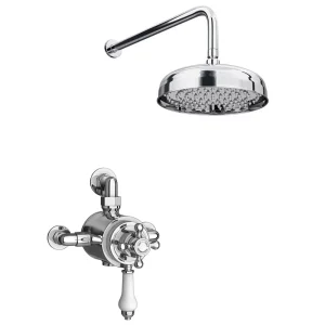 Trafalgar Dual Exposed Thermostatic Shower Pack (with Valve, Elbow + Fixed Shower Head) Chrome