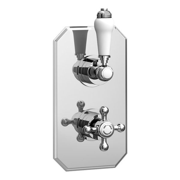 Trafalgar Traditional Twin Concealed Thermostatic Shower Valve incl. 8" Apron Fixed Head - Image 5