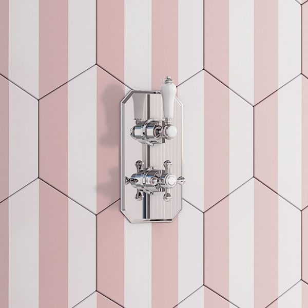 Trafalgar Traditional Twin Concealed Thermostatic Shower Valve incl. 8" Apron Fixed Head - Image 6