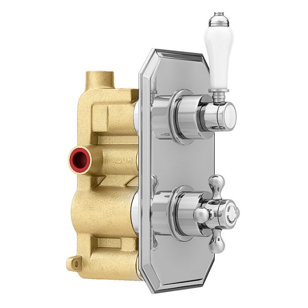 Trafalgar Traditional Twin Concealed Thermostatic Shower Valve incl. 8" Apron Fixed Head - Image 10