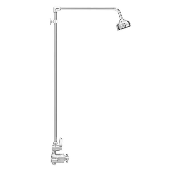 Trafalgar Traditional Twin Exposed Thermostatic Shower Valve with Rigid Riser Chrome - Image 2