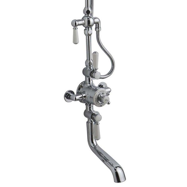 Hudson Reed Topaz Triple Thermostatic Shower Valve with Rigid Riser Kit & Bath Spout - Image 2