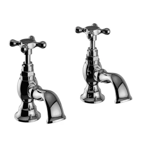 Heritage Trinity Basin Pillar Taps   Chrome