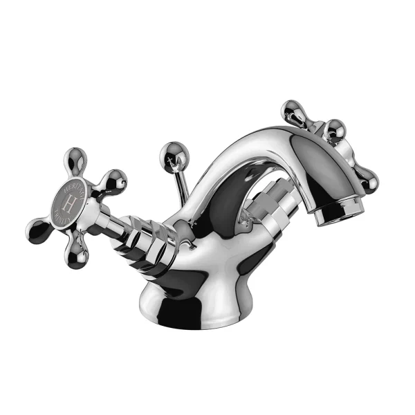 Heritage Trinity Mono Basin Mixer Tap with Pop up Waste   Chrome
