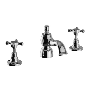 Heritage Trinity 3 Hole Basin Mixer with Pop up Waste   Chrome