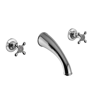 Heritage Trinity 3 Taphole Wall Mounted Bath Filler   Chrome