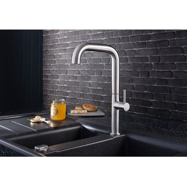 Crosswater   Cucina Tube Side Lever Kitchen Mixer   Stainless Steel - Image 3