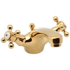 Deva Tudor Mono Basin Mixer Tap with Pop Up Waste   Gold