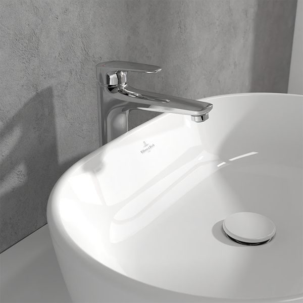Villeroy and Boch O.novo Start Tall Basin Mixer with Push open Waste   Chrome - Image 4