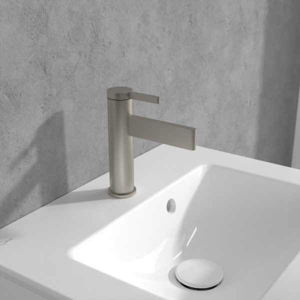 Villeroy and Boch Dawn Slim Single Lever Basin Mixer   Brushed Nickel Matt - Image 3