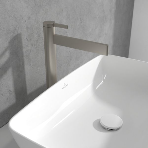 Villeroy and Boch Dawn Slim Tall Single Lever Basin Mixer   Brushed Nickel Matt - Image 3