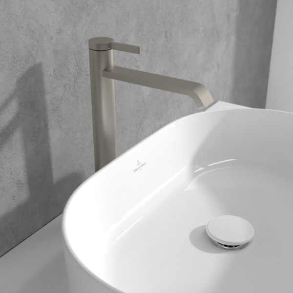 Villeroy and Boch Dawn Tall Single Lever Basin Mixer   Brushed Nickel Matt - Image 3