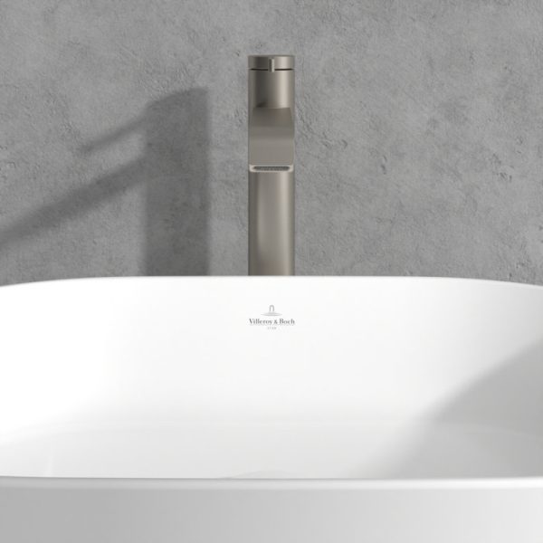 Villeroy and Boch Dawn Tall Single Lever Basin Mixer   Brushed Nickel Matt - Image 2