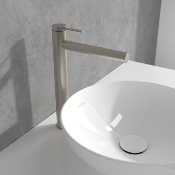 Villeroy and Boch Loop & Friends Tall Single Lever Basin Mixer   Brushed Nickel Matt - Image 3