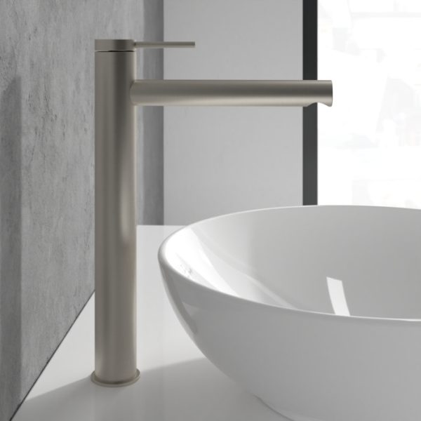 Villeroy and Boch Loop & Friends Tall Single Lever Basin Mixer   Brushed Nickel Matt - Image 4