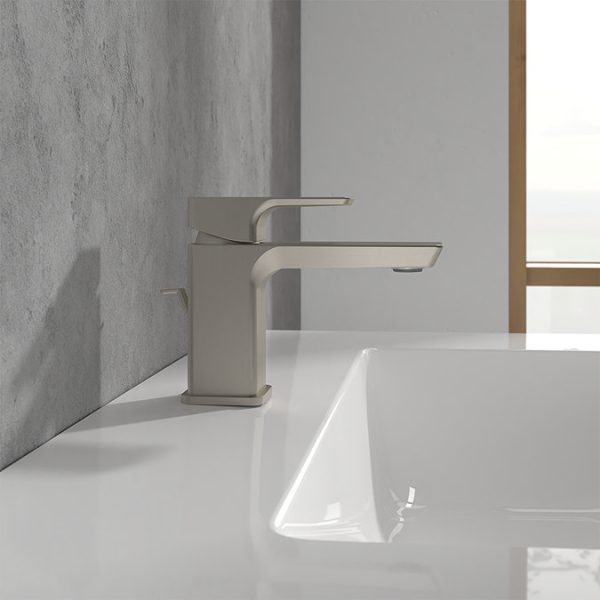 Villeroy and Boch Subway 3.0 Cloakroom Lever Basin Mixer with Pop Up Waste   Brushed Nickel Matt - Image 2