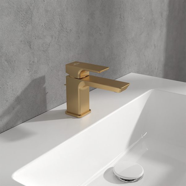 Villeroy and Boch Subway 3.0 Cloakroom Lever Basin Mixer with Pop Up Waste   Brushed Gold - Image 3