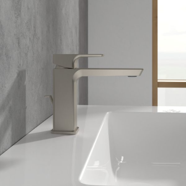 Villeroy and Boch Subway 3.0 Single Lever Basin Mixer with Pop up Waste   Brushed Nickel Matt - Image 4