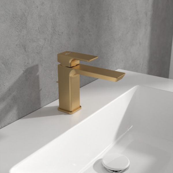 Villeroy and Boch Subway 3.0 Single Lever Basin Mixer with Pop up Waste   Brushed Gold - Image 3