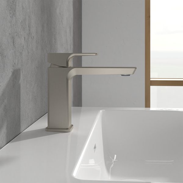 Villeroy and Boch Subway 3.0 Single Lever Basin Mixer   Brushed Nickel Matt - Image 4