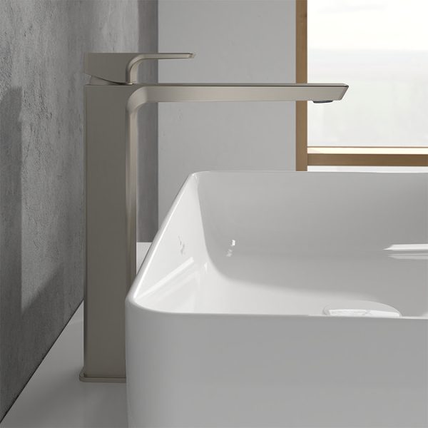 Villeroy and Boch Subway 3.0 Tall Single Lever Basin Mixer   Brushed Nickel Matt - Image 3