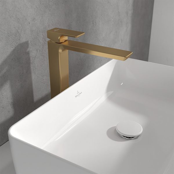 Villeroy and Boch Subway 3.0 Tall Single Lever Basin Mixer   Brushed Gold - Image 3