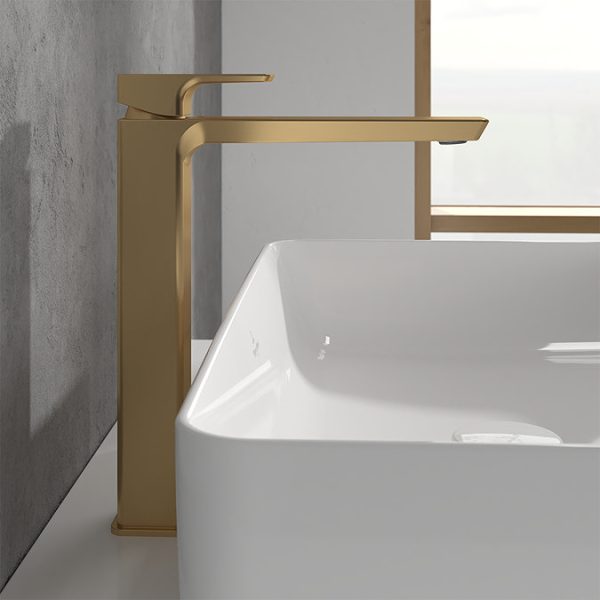 Villeroy and Boch Subway 3.0 Tall Single Lever Basin Mixer   Brushed Gold - Image 4