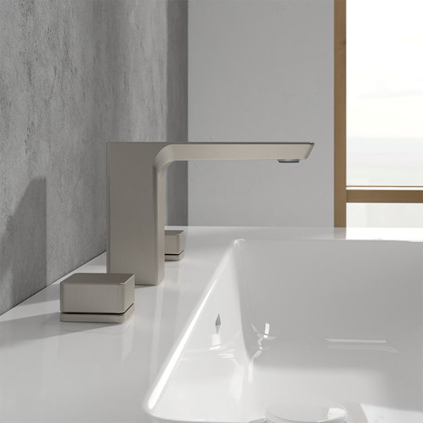 Villeroy and Boch Subway 3.0 Deck Mounted (3TH) Basin Mixer   Brushed Nickel Matt - Image 4