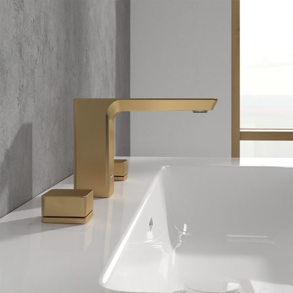 Villeroy and Boch Subway 3.0 Deck Mounted (3TH) Basin Mixer   Brushed Gold - Image 4