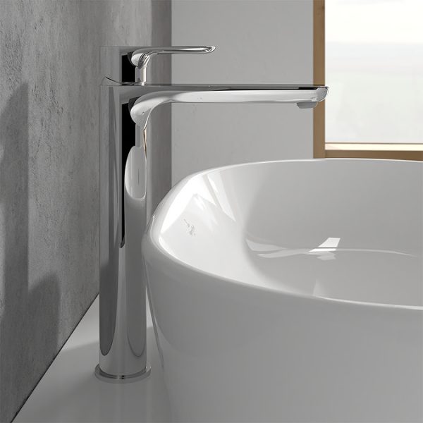 Villeroy and Boch O.novo Tall Basin Mixer with Push open Waste   Chrome - Image 4