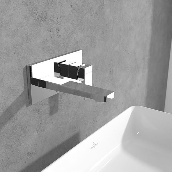 Villeroy and Boch Architectura Square Wall Mounted Single Lever Basin Mixer   Chrome - Image 2