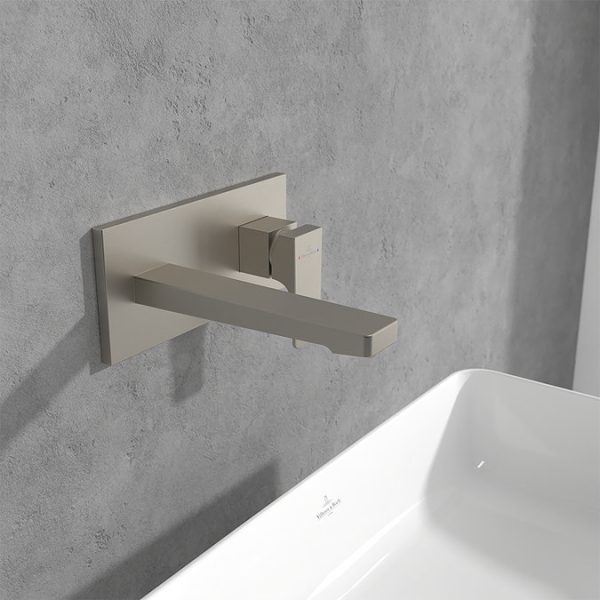 Villeroy and Boch Architectura Square Wall Mounted Single Lever Basin Mixer   Brushed Nickel Matt - Image 3