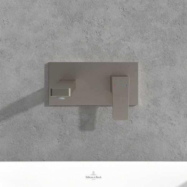 Villeroy and Boch Architectura Square Wall Mounted Single Lever Basin Mixer   Brushed Nickel Matt - Image 2