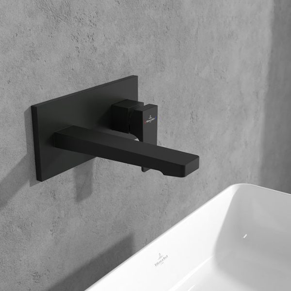 Villeroy and Boch Architectura Square Wall Mounted Single Lever Basin Mixer   Matt Black - Image 2