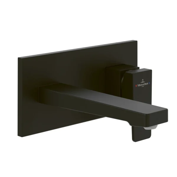 Villeroy and Boch Architectura Square Wall Mounted Single Lever Basin Mixer   Matt Black