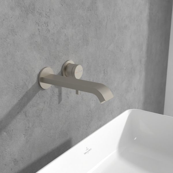 Villeroy and Boch Dawn Wall Mounted Single Lever Basin Mixer   Brushed Nickel Matt - Image 3